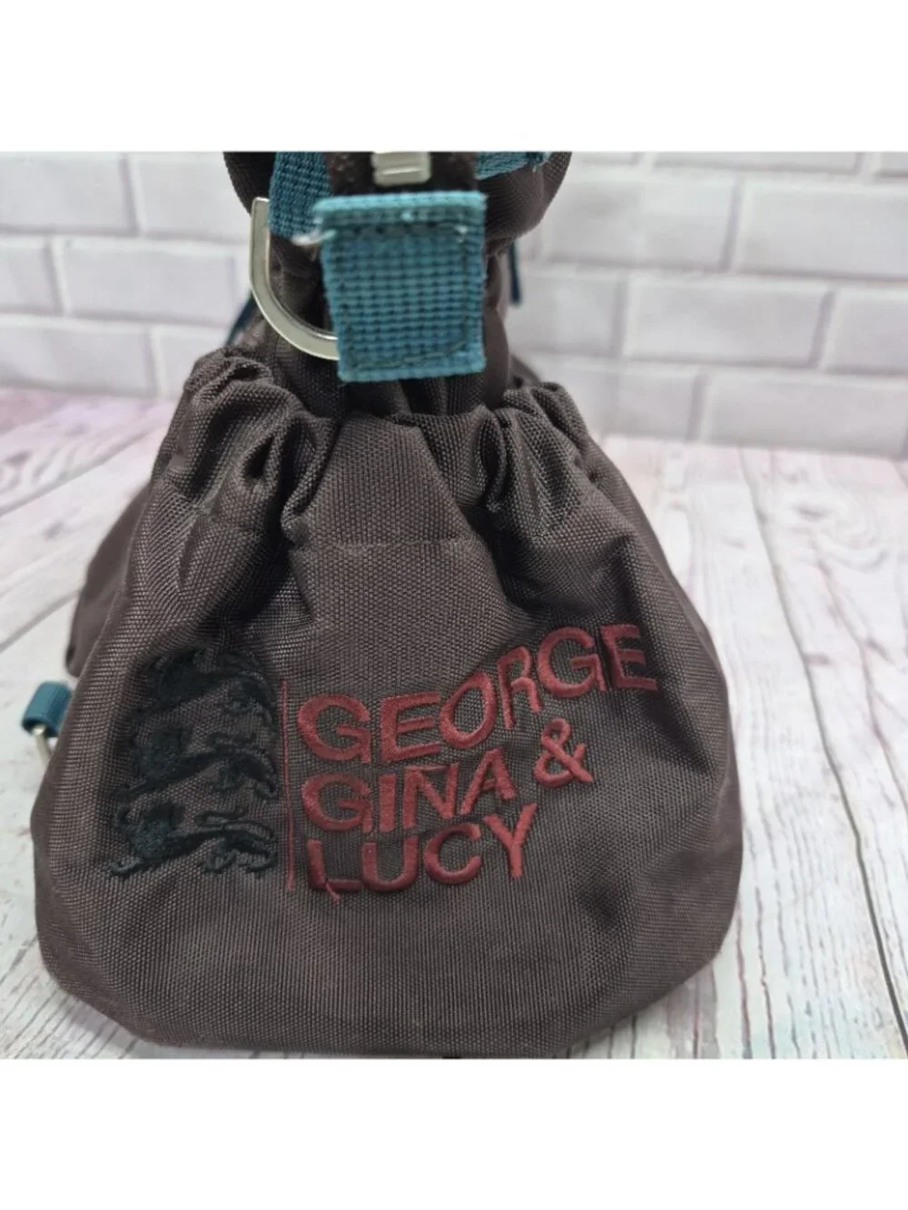 George Gina & Lucy Brown/Teal Satchel Top Handle Zip Bag‎ *No Strap